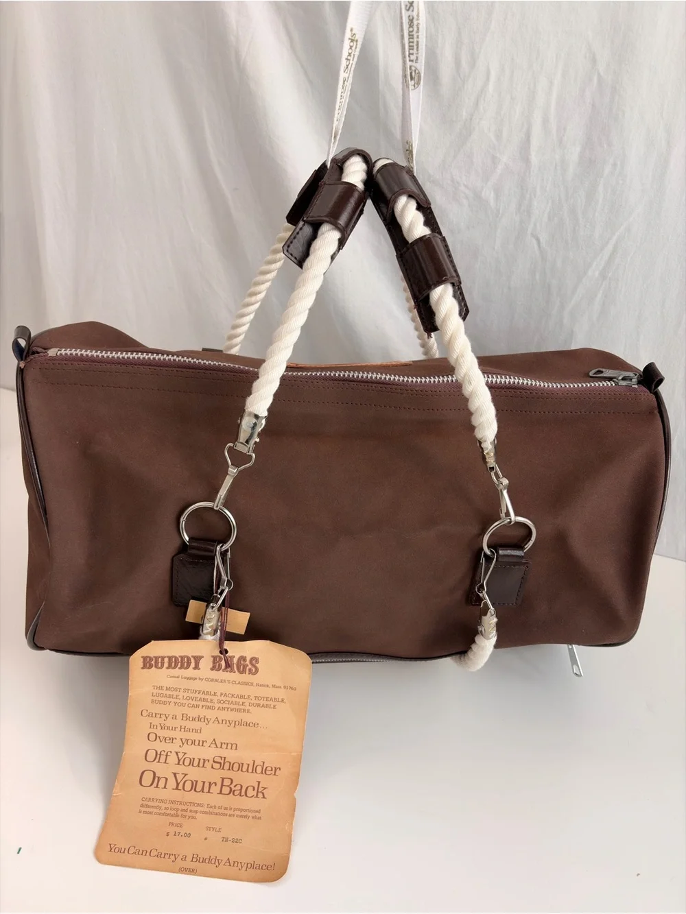 Vintage 1970s “Buddy Bag” Convertible Brown Canvas Duffel Backpack Weekender NOS